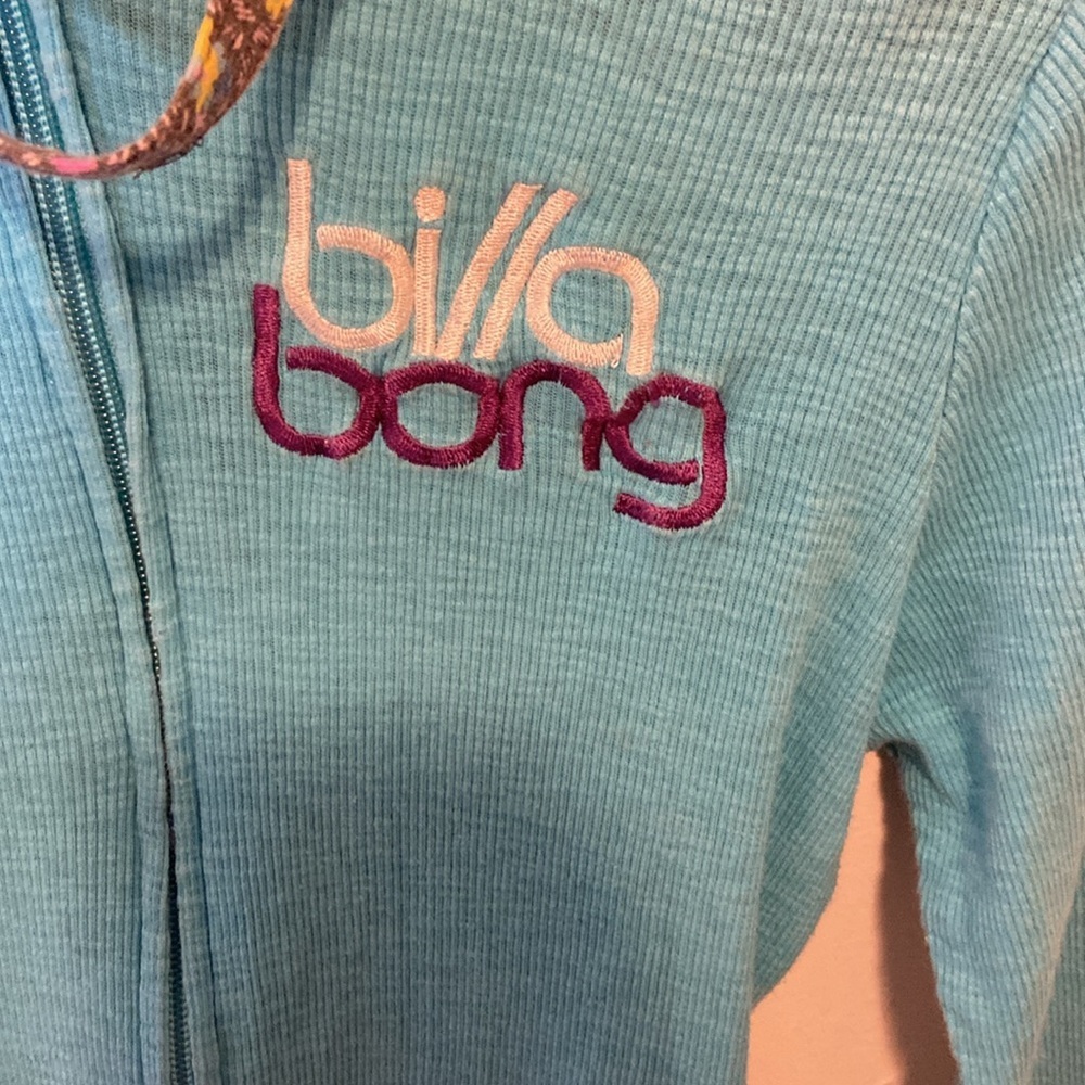 BILLABONG Girls Zip Up Sweatshirt/Hoodie Teal Size XL - Picture 2 of 9